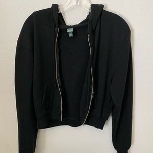 Black cropped zip up sweater